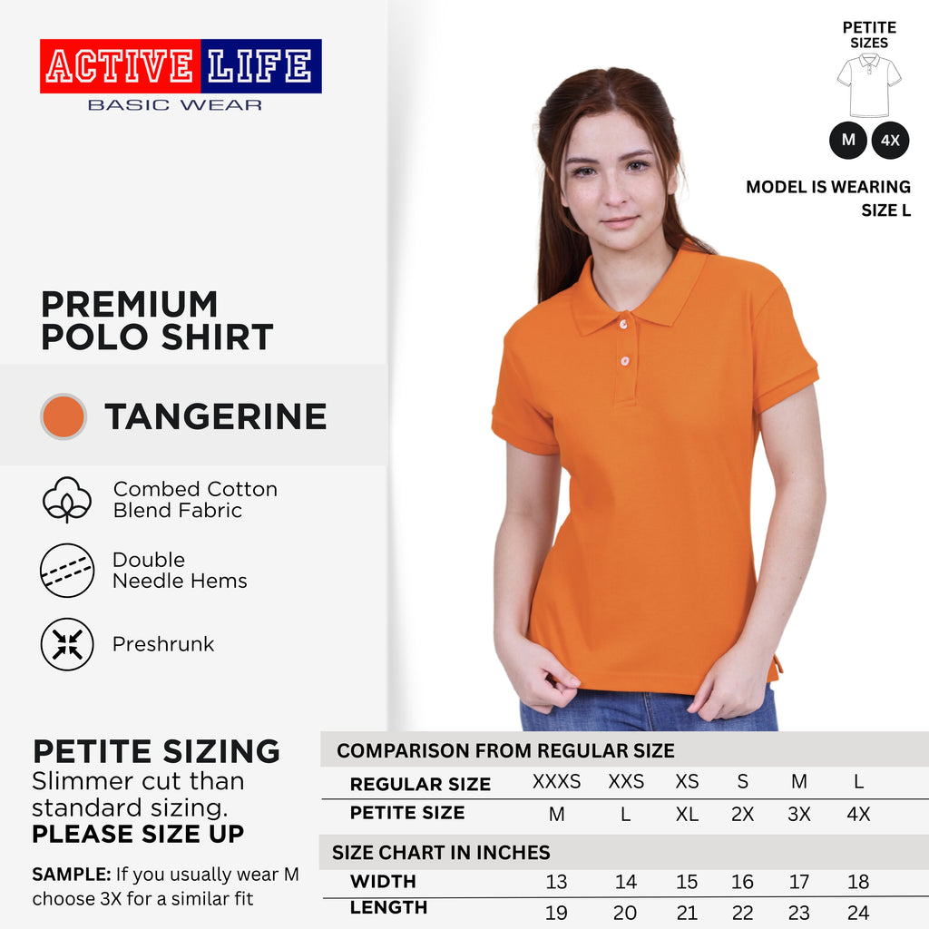 Active Life Ladies Petite Fit Honeycomb Polo Shirt Yellow & Red Series