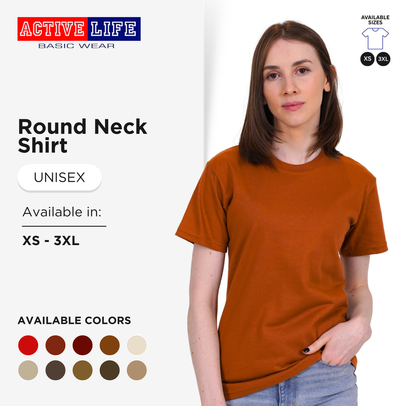 Active Life Unisex Round Neck T-Shirt (Shades Red and Brown)