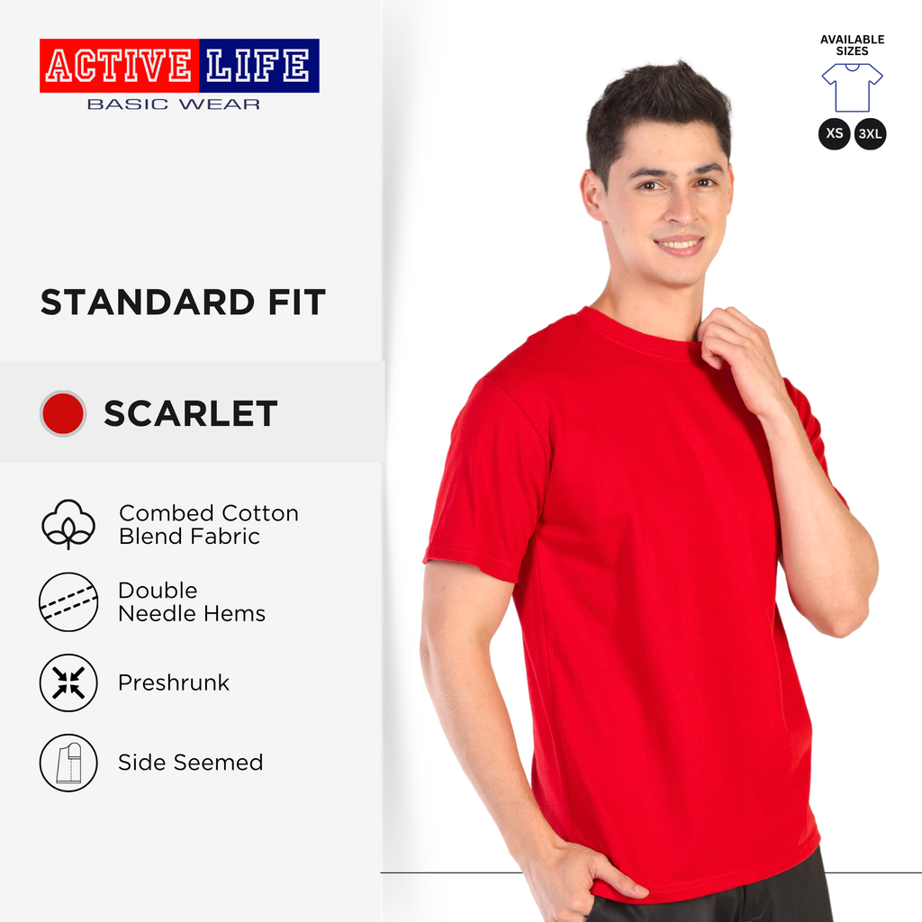 Active Life Unisex Round Neck T-Shirt Premium Combed Cotton Shirt XS–3XL | Shades of Red and Yellow Colors comfortable minimalist plain shirt OOTD top for men and women
