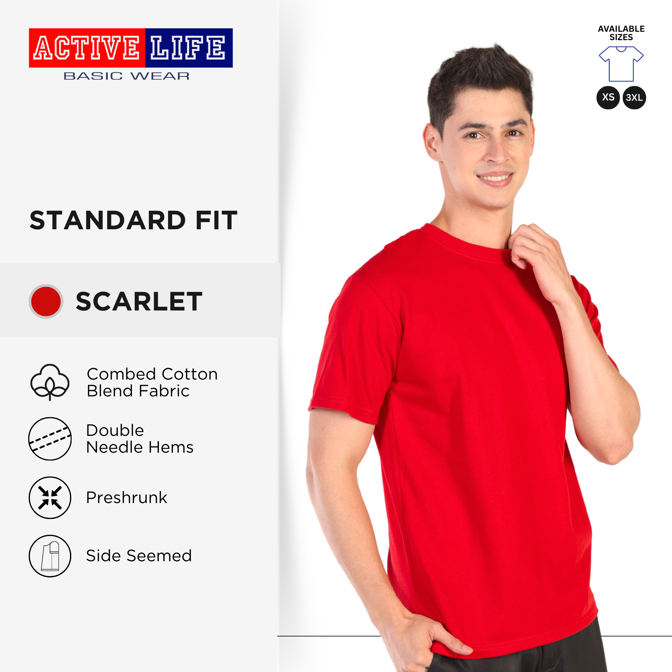 Active Life Unisex Round Neck T-Shirt Premium Combed Cotton Shirt XS–3XL | Shades of Red and Yellow Colors comfortable minimalist plain shirt OOTD top for men and women
