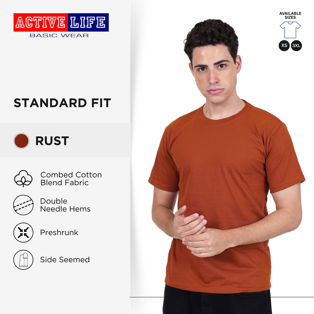 Active Life Unisex Round Neck T-Shirt Premium Combed Cotton Shirt XS–3XL | Shades of Red and Yellow Colors comfortable minimalist plain shirt OOTD top for men and women