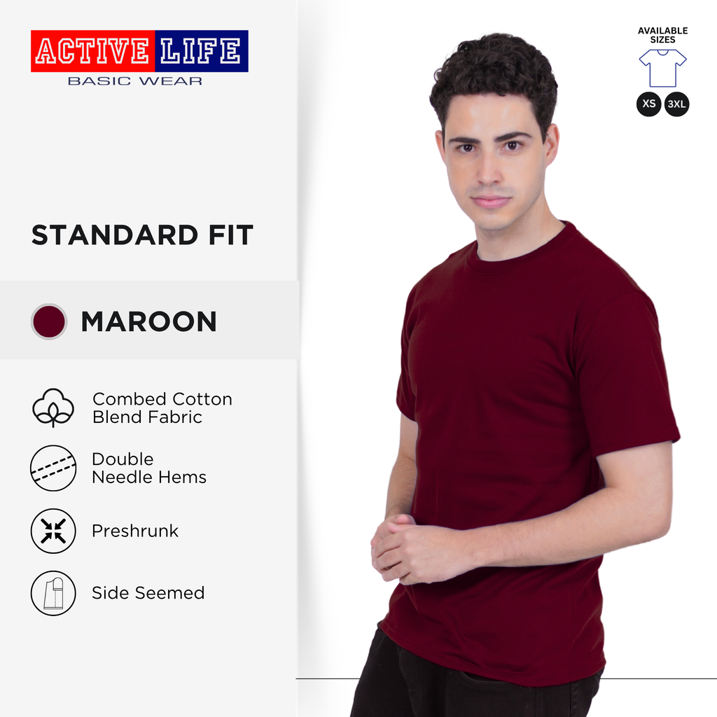 Active Life Unisex Round Neck T-Shirt Premium Combed Cotton Shirt XS–3XL | Shades of Red and Yellow Colors comfortable minimalist plain shirt OOTD top for men and women