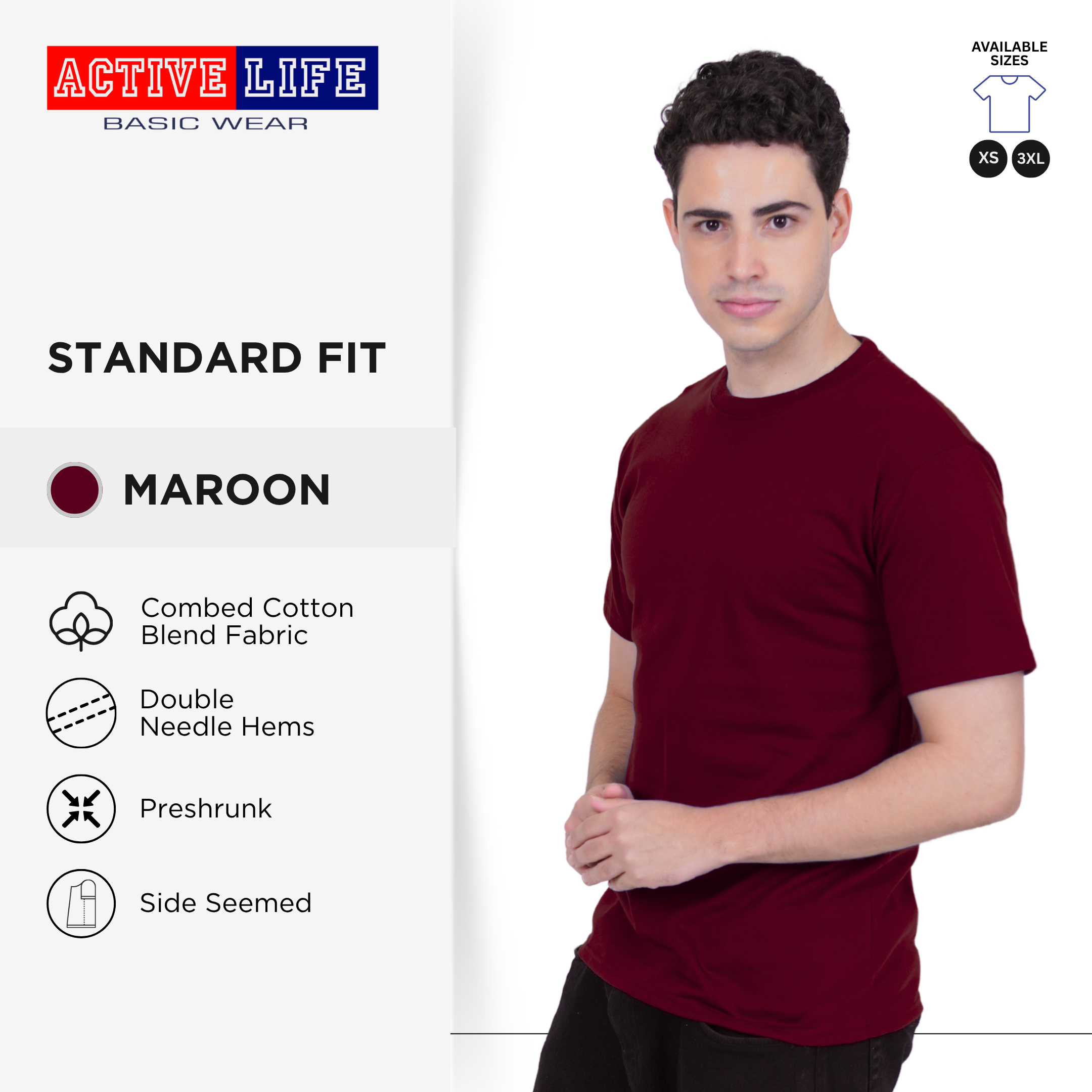 Active Life Unisex Round Neck T-Shirt Premium Combed Cotton Shirt XS–3XL | Shades of Red and Yellow Colors comfortable minimalist plain shirt OOTD top for men and women