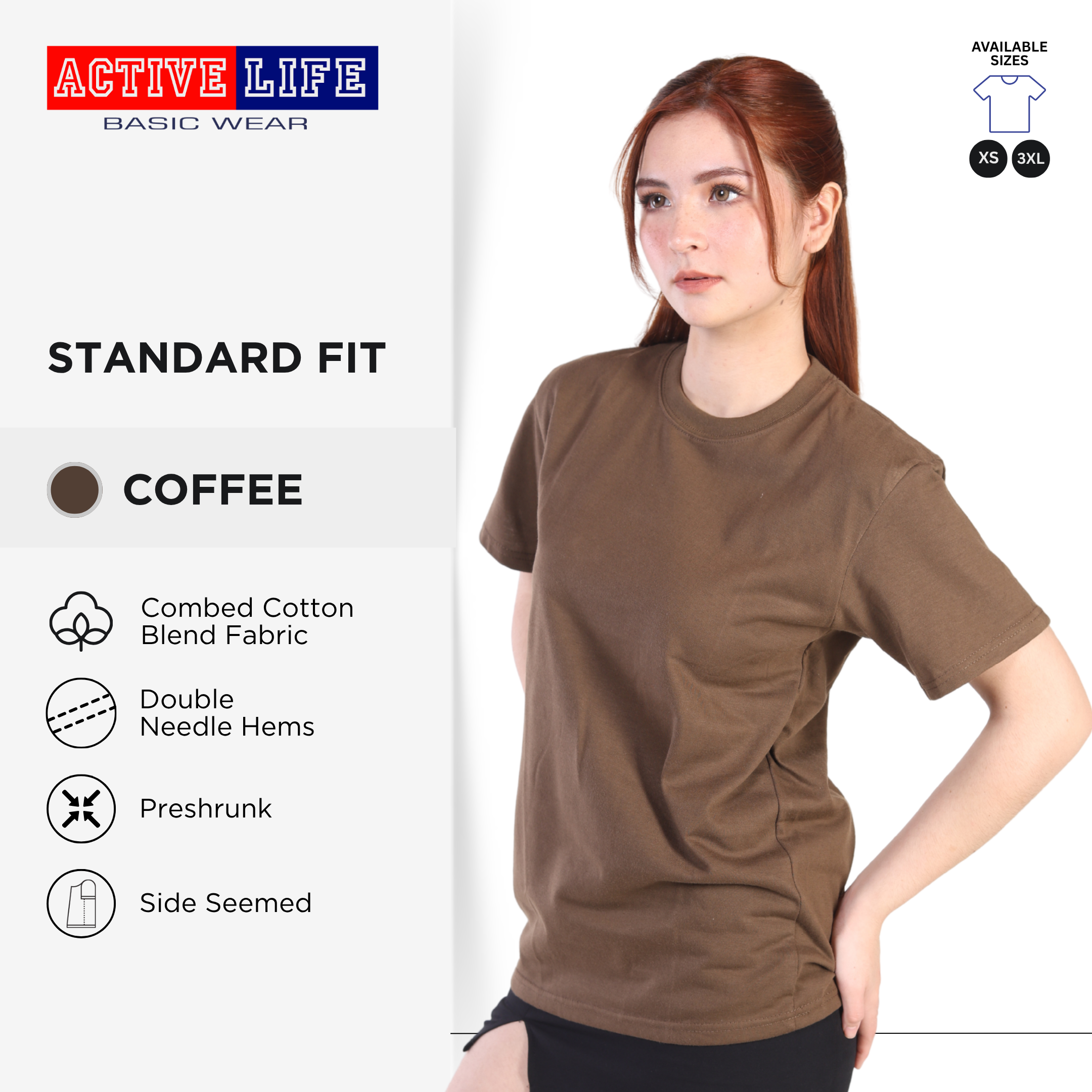 Active Life Unisex Round Neck T-Shirt Premium Combed Cotton Shirt XS–3XL | Shades of Red and Yellow Colors comfortable minimalist plain shirt OOTD top for men and women