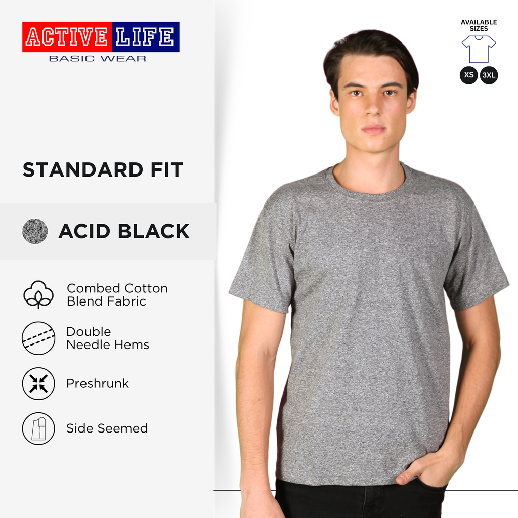 Active Life Unisex Round Neck T-Shirt Premium Combed Cotton Shirt XS–3XL | Shades of Gray | Comfortable Minimalist Plain Shirt Top for Men, Women and Plus Size
