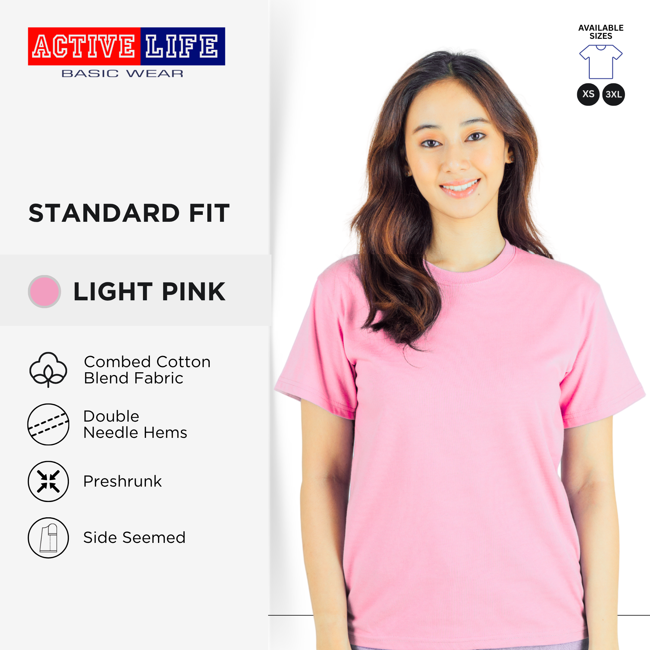 Active Life Unisex Round Neck T-Shirt Premium Combed Cotton Shirt XS–3XL | Shades of Pink | Comfortable Minimalist Plain Shirt OOTD Top for Men and Women