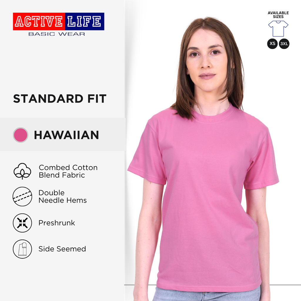 Active Life Unisex Round Neck T-Shirt Premium Combed Cotton Shirt XS–3XL | Shades of Pink | Comfortable Minimalist Plain Shirt OOTD Top for Men and Women