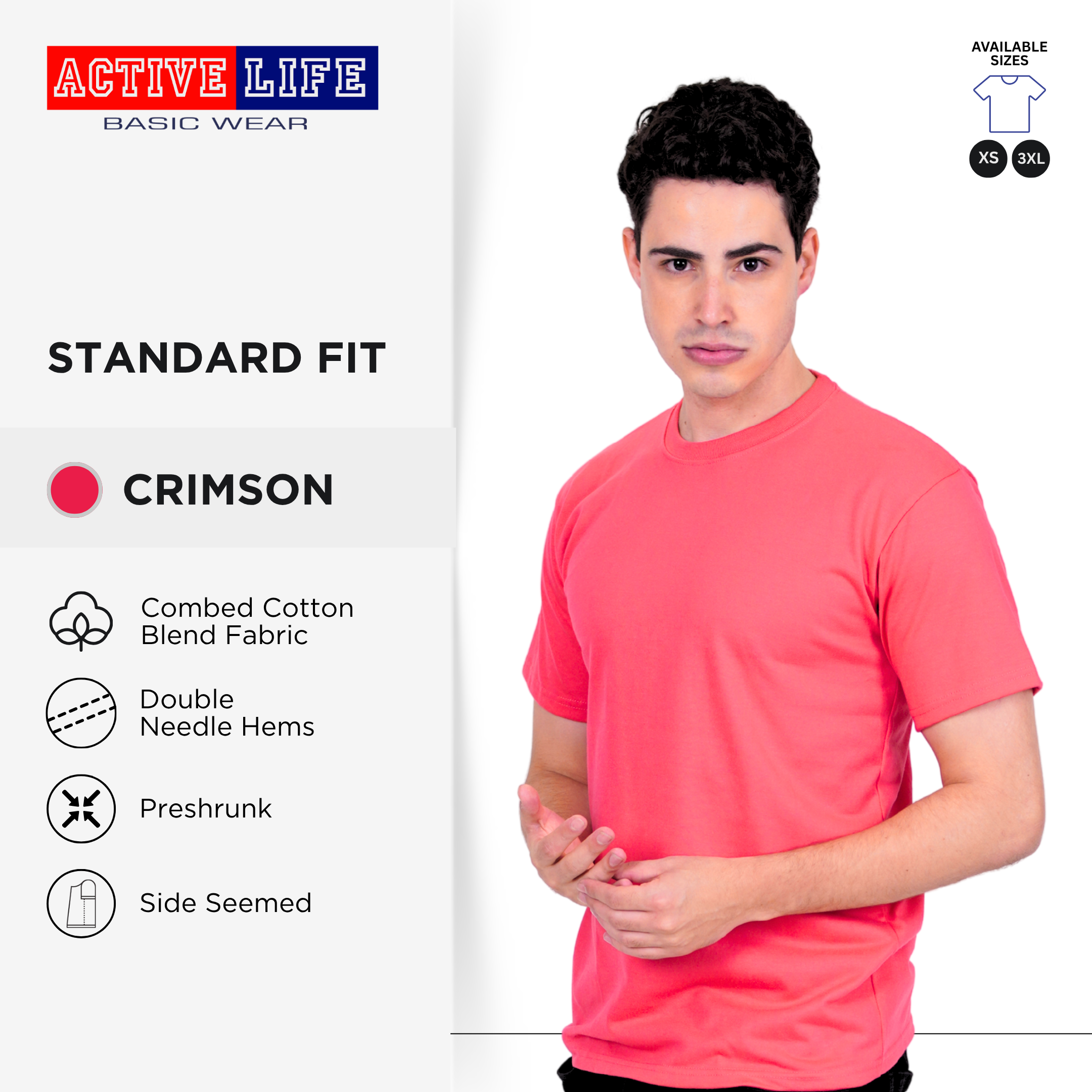 Active Life Unisex Round Neck T-Shirt Premium Combed Cotton Shirt XS–3XL | Shades of Pink | Comfortable Minimalist Plain Shirt OOTD Top for Men and Women
