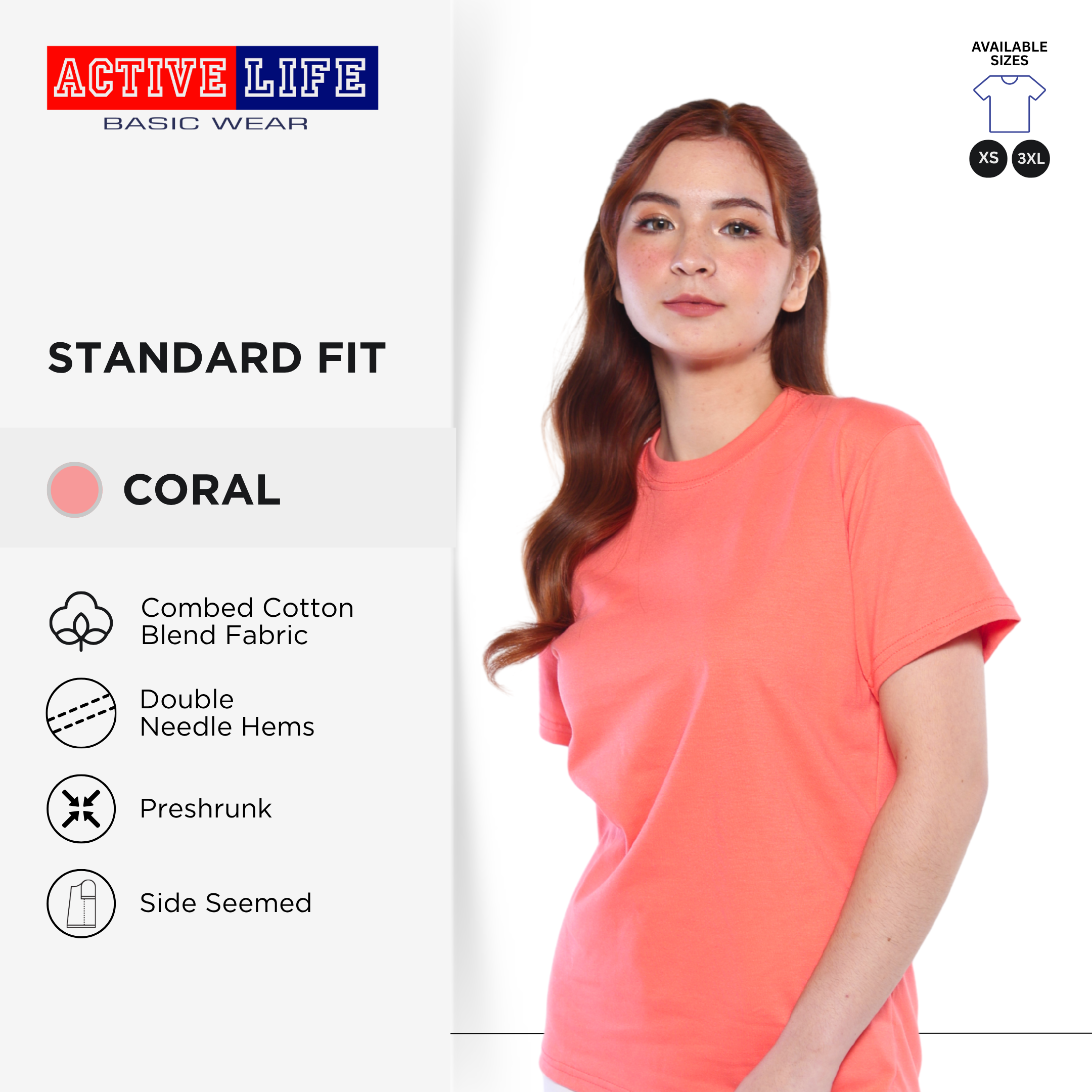 Active Life Unisex Round Neck T-Shirt Premium Combed Cotton Shirt XS–3XL | Shades of Pink | Comfortable Minimalist Plain Shirt OOTD Top for Men and Women