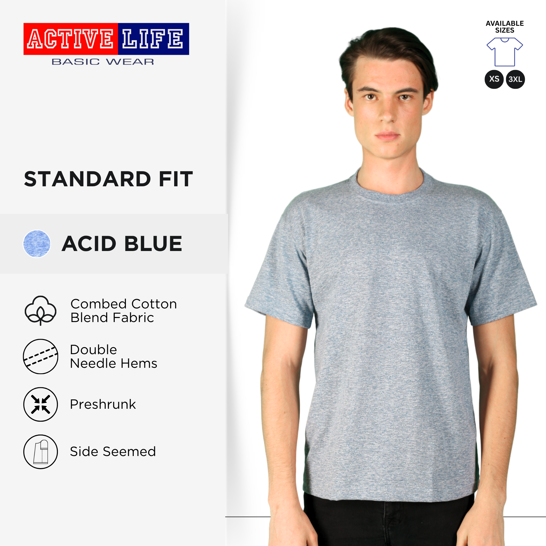 Active Life Unisex Round Neck T-Shirt Premium Combed Cotton Shirt XS–3XL | Shades of Gray | Comfortable Minimalist Plain Shirt Top for Men, Women and Plus Size