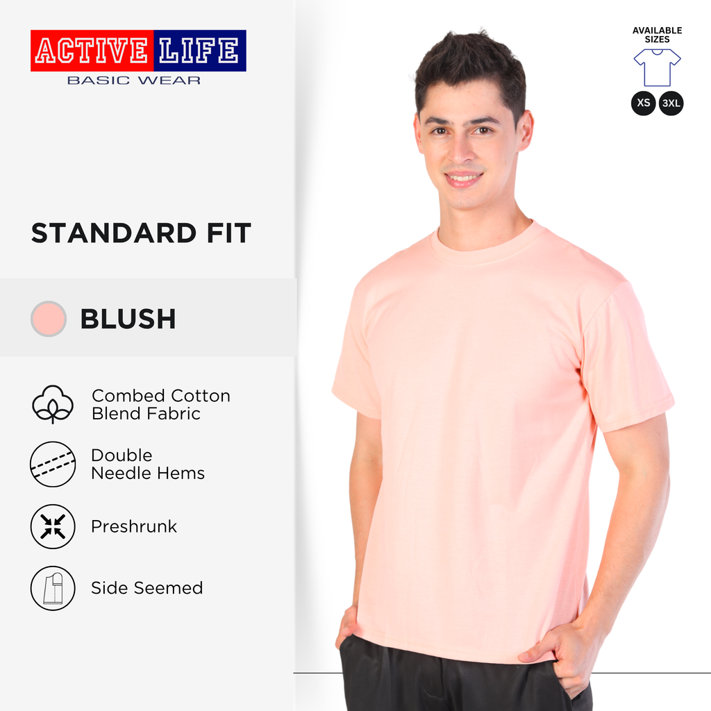 Active Life Unisex Round Neck T-Shirt Premium Combed Cotton Shirt XS–3XL | Shades of Pink | Comfortable Minimalist Plain Shirt OOTD Top for Men and Women
