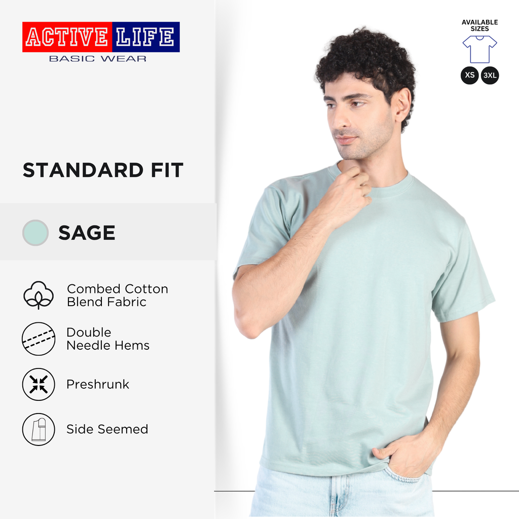 Active Life Unisex Round Neck T-Shirt Premium Combed Cotton Shirt XS–3XL | Shades of Green & Blue | Comfortable Plain Shirt Top for Men and Women