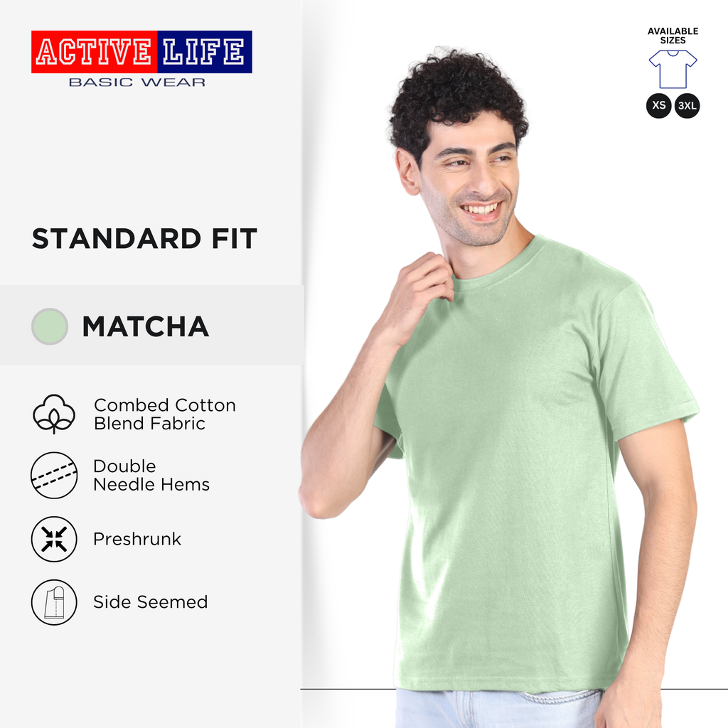 Active Life Unisex Round Neck T-Shirt Premium Combed Cotton Shirt XS–3XL | Shades of Green & Blue | Comfortable Plain Shirt Top for Men and Women