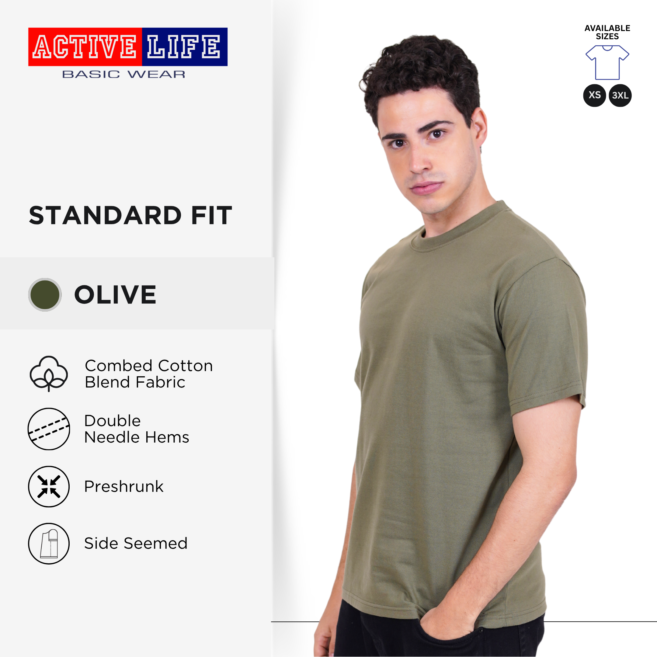 Active Life Unisex Round Neck T-Shirt Premium Combed Cotton Shirt XS–3XL | Shades of Green & Blue | Comfortable Plain Shirt Top for Men and Women