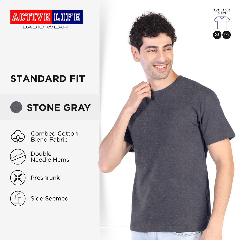 Active Life Unisex Round Neck T-Shirt Premium Combed Cotton Shirt XS–3XL | Shades of Gray | Comfortable Minimalist Plain Shirt Top for Men, Women and Plus Size