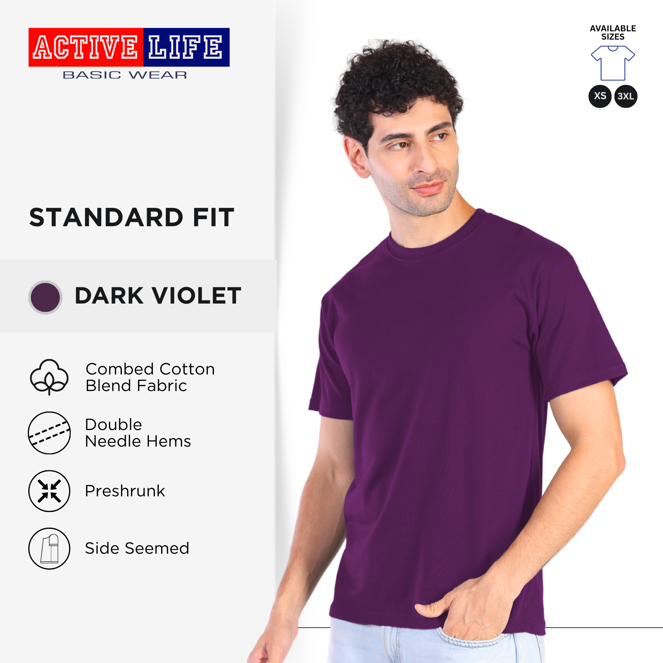 Active Life Unisex Round Neck T-Shirt Premium Combed Cotton Shirt XS–3XL | Shades of Gray | Comfortable Minimalist Plain Shirt Top for Men, Women and Plus Size