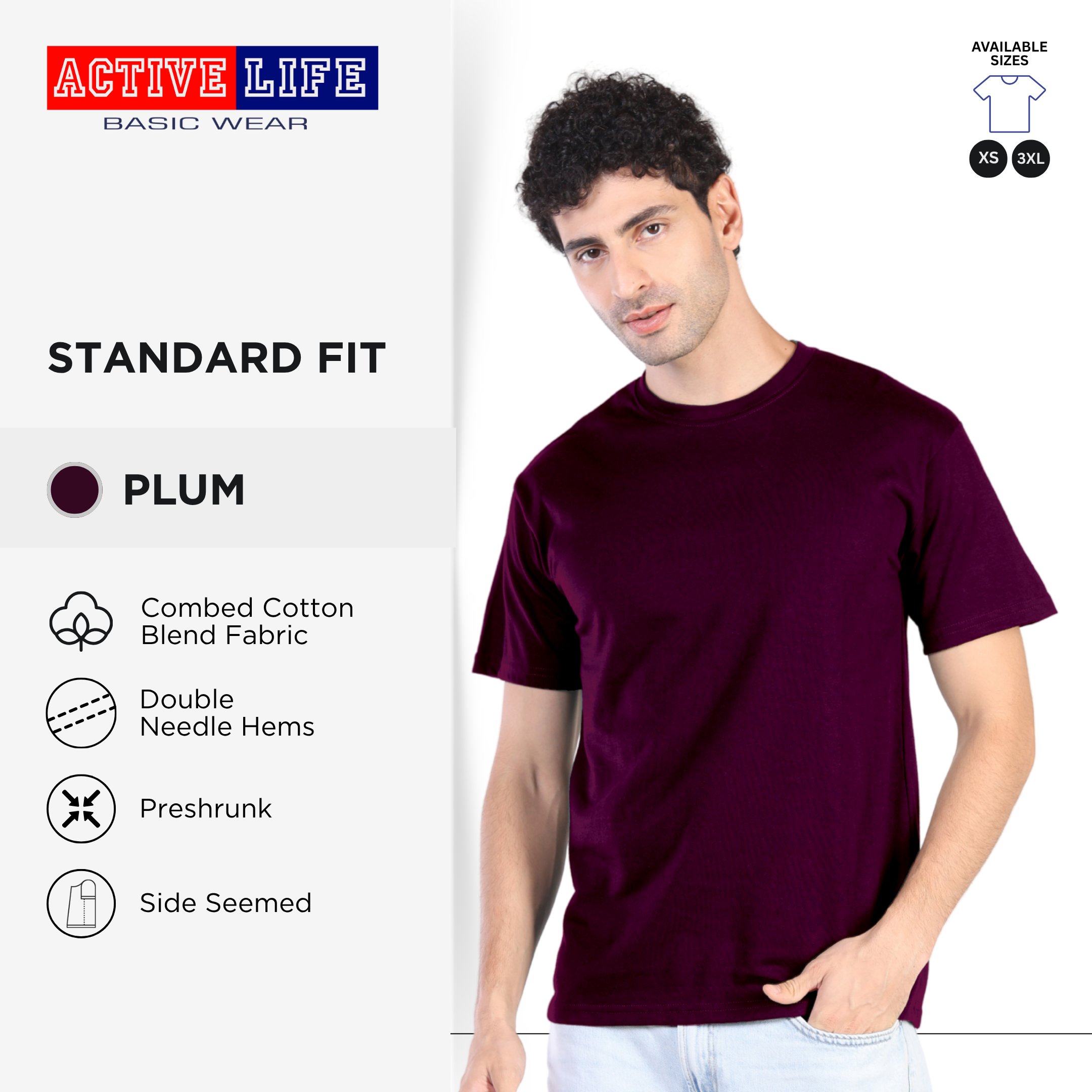 Active Life Unisex Round Neck T-Shirt Premium Combed Cotton Shirt XS–3XL | Shades of Gray | Comfortable Minimalist Plain Shirt Top for Men, Women and Plus Size