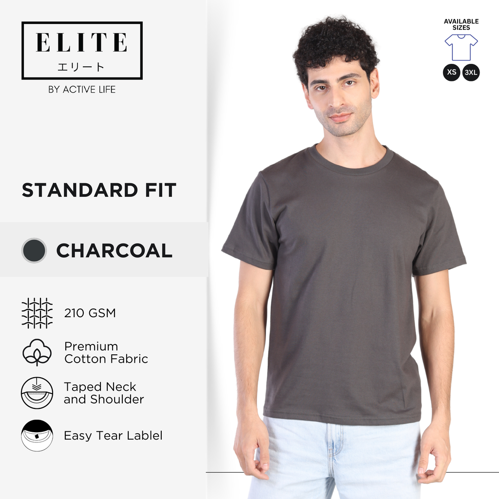Elite Premium Quality Cotton Round Neck Shirt - (White, Steel, Charcoal, Black, Lt. Pink, Red, Royal, Navy) Comfortable Minimalist Plain Shirt OOTD Top for Men, Women and Plus Size
