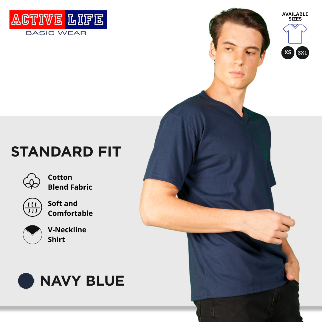 Active Life V-neck Basic Shirts Comfortable Minimalist Plain V-Neck Shirt Top for Men, Women and Plus Size (Emerald Green, Royal Blue, Dark Violet, and more)