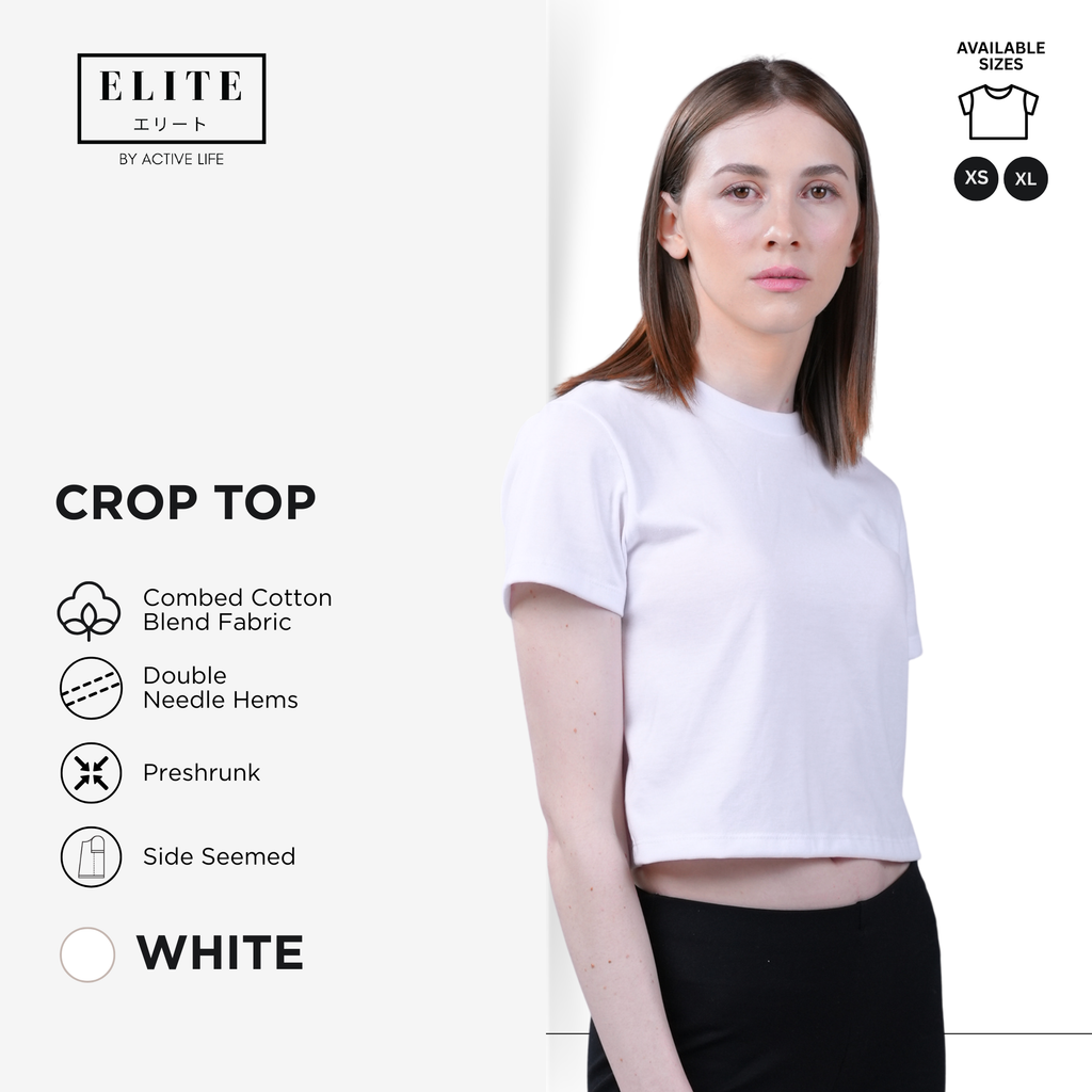 Elite Crop Top Shirt for Women | Combed Cotton Blend | XS to XL | 12 Colors | Basic Fashion Style | Premium Fabric | Comfortable and Trendy Minimalist Basic Fashion Top