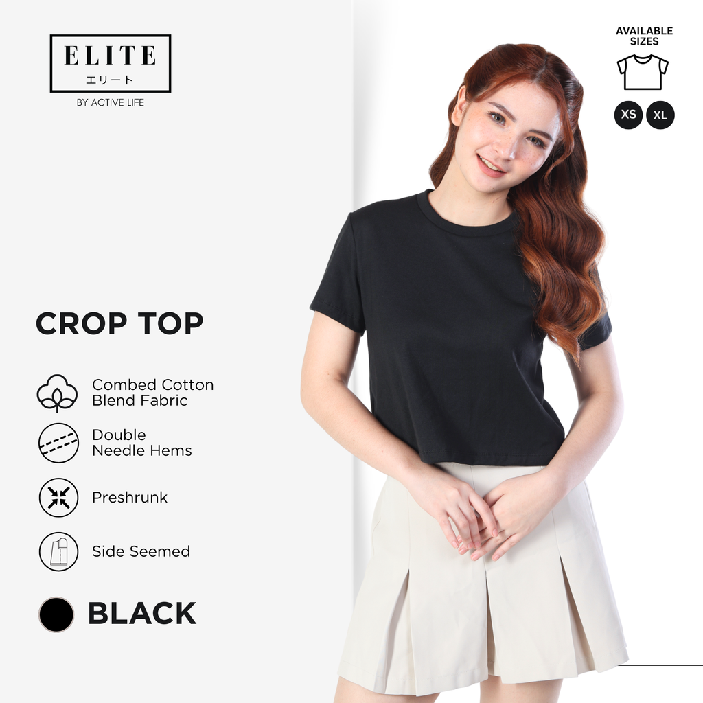Elite Crop Top Shirt for Women | Combed Cotton Blend | XS to XL | 12 Colors | Basic Fashion Style | Premium Fabric | Comfortable and Trendy Minimalist Basic Fashion Top