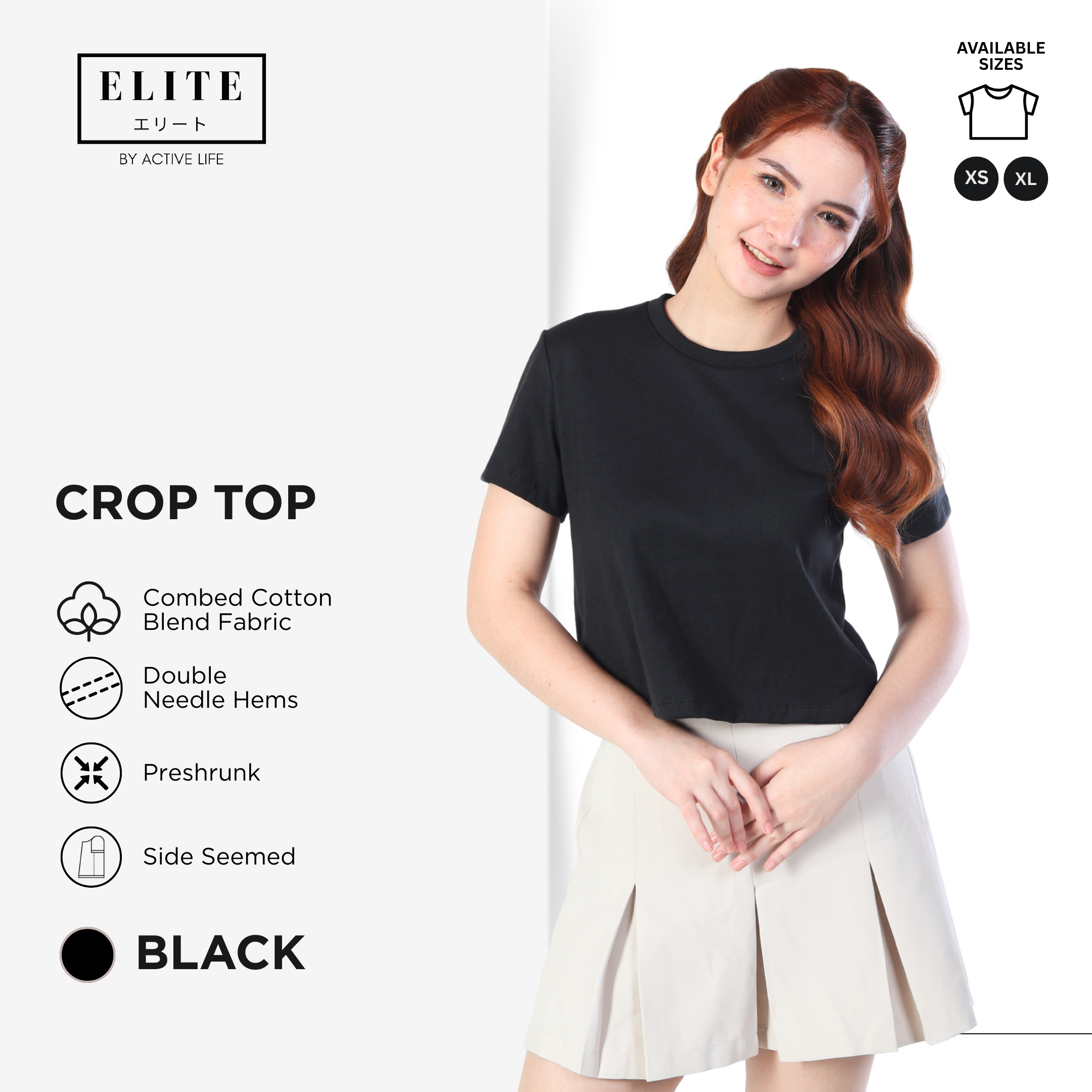 Elite Crop Top Shirt for Women | Combed Cotton Blend | XS to XL | 12 Colors | Basic Fashion Style | Premium Fabric | Comfortable and Trendy Minimalist Basic Fashion Top