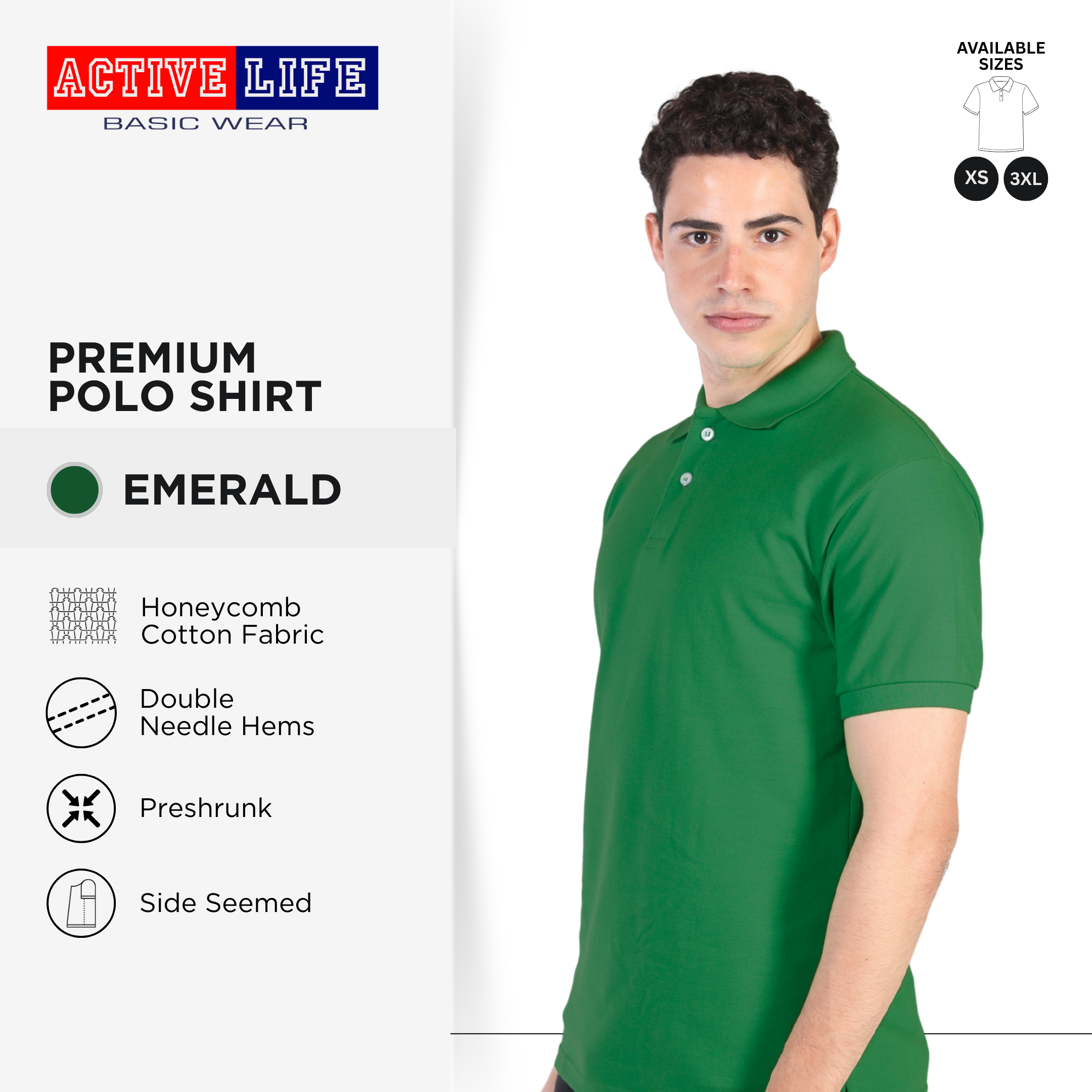 Active Life Unisex Regular Fit Honeycomb Polo Shirt Green Blue Series