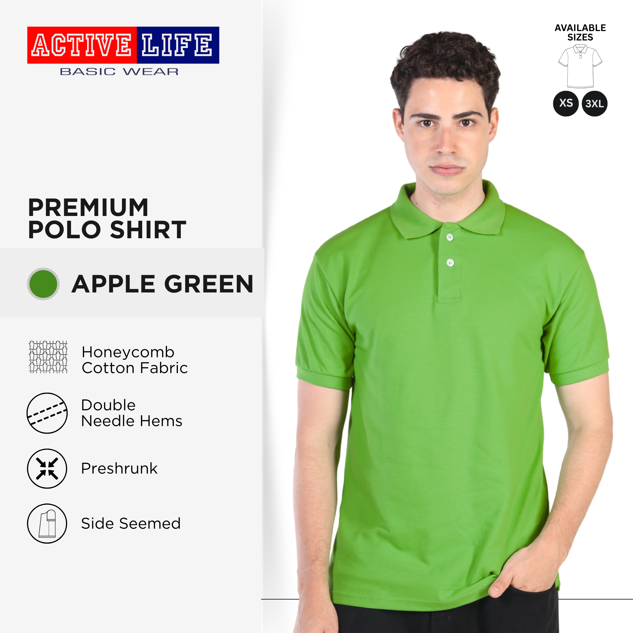 Active Life Unisex Regular Fit Honeycomb Polo Shirt Green Blue Series