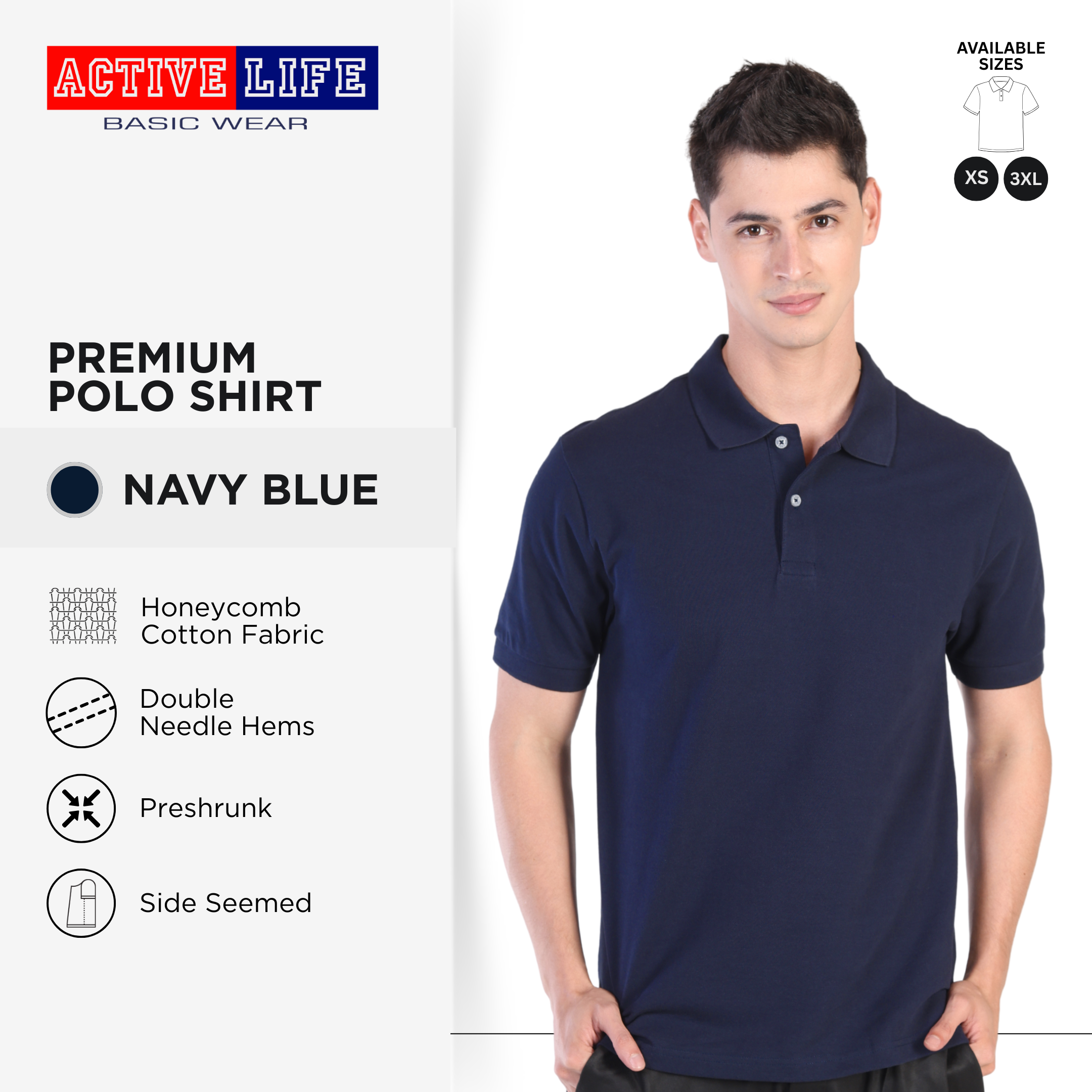 Active Life Unisex Regular Fit Honeycomb Polo Shirt Green Blue Series