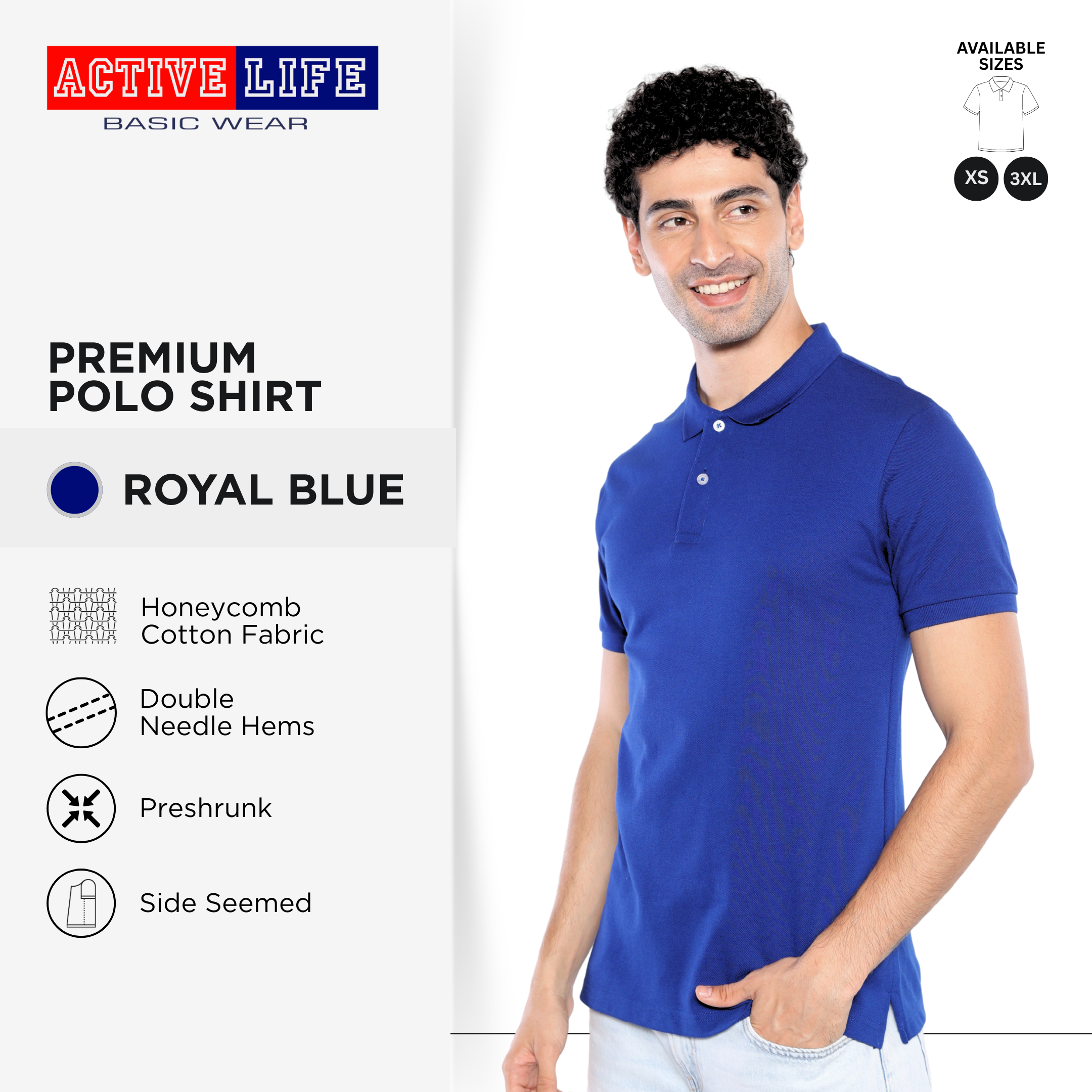 Active Life Unisex Regular Fit Honeycomb Polo Shirt Green Blue Series