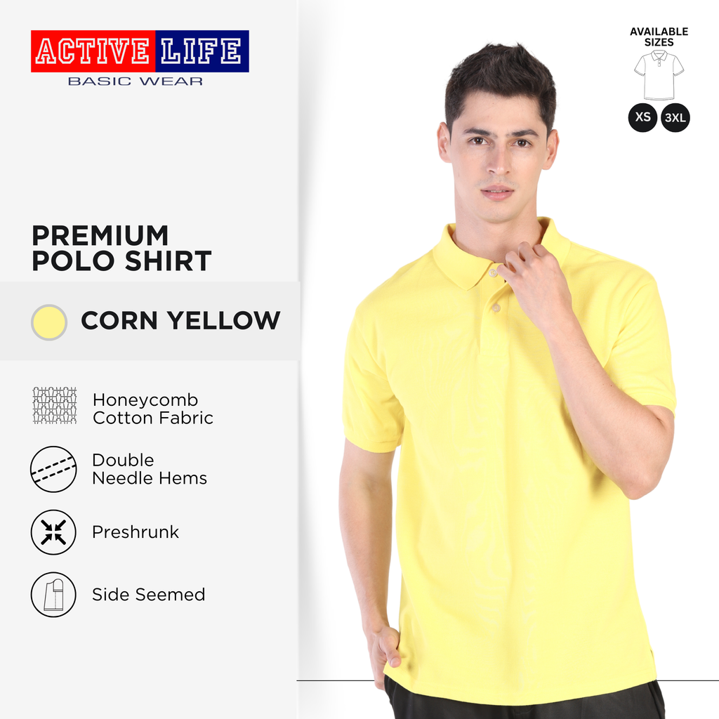 Active Life Unisex Regular Fit Honeycomb Polo Shirt Yellow Pink Red Series