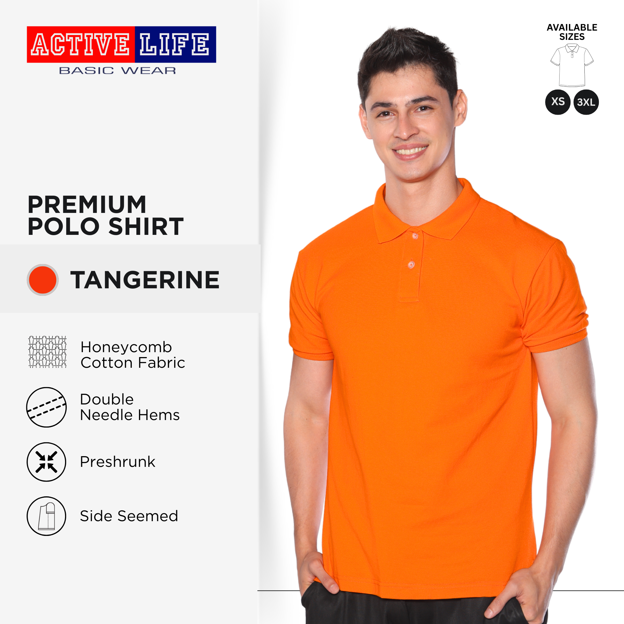 Active Life Unisex Regular Fit Honeycomb Polo Shirt Yellow Pink Red Series