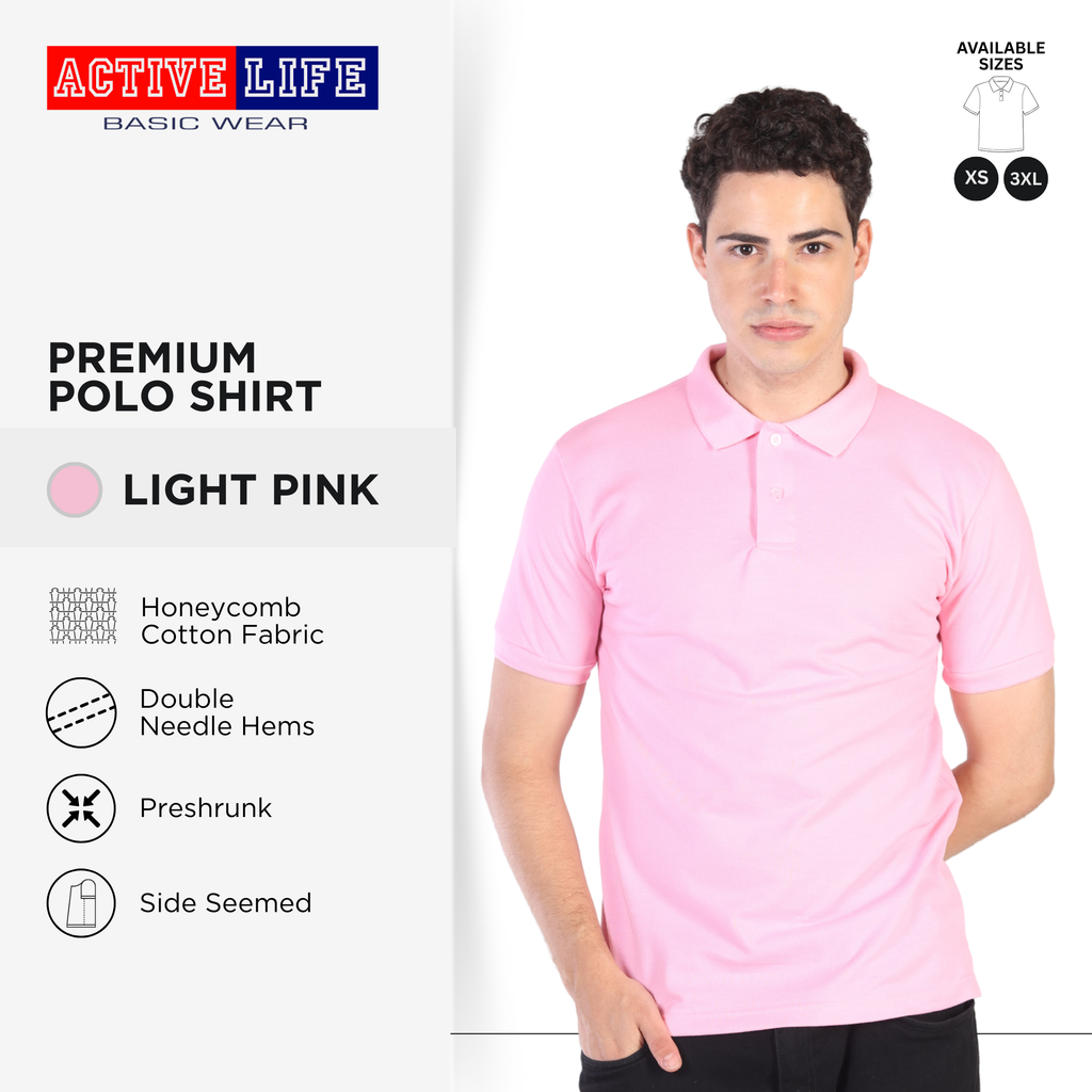 Active Life Unisex Regular Fit Honeycomb Polo Shirt Yellow Pink Red Series