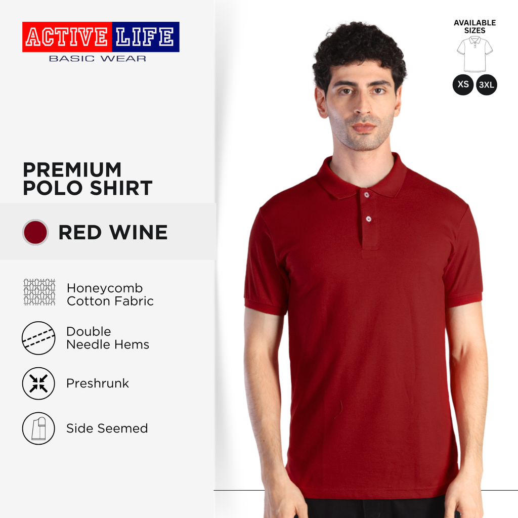 Active Life Unisex Regular Fit Honeycomb Polo Shirt Yellow Pink Red Series