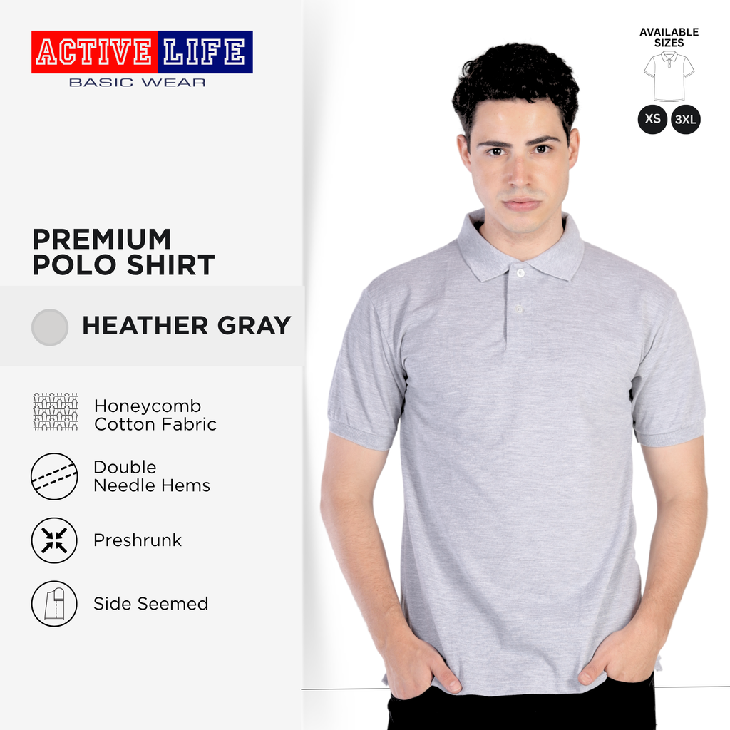 Active Life Unisex Regular Fit Honeycomb Polo Shirt White Gray Brown Series