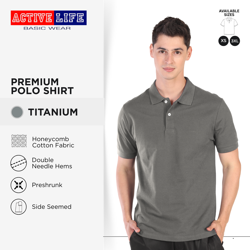 Active Life Unisex Regular Fit Honeycomb Polo Shirt White Gray Brown Series
