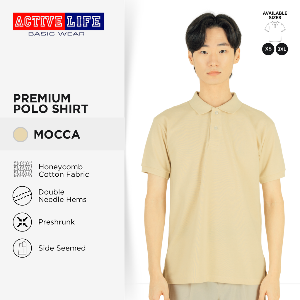 Active Life Unisex Regular Fit Honeycomb Polo Shirt White Gray Brown Series