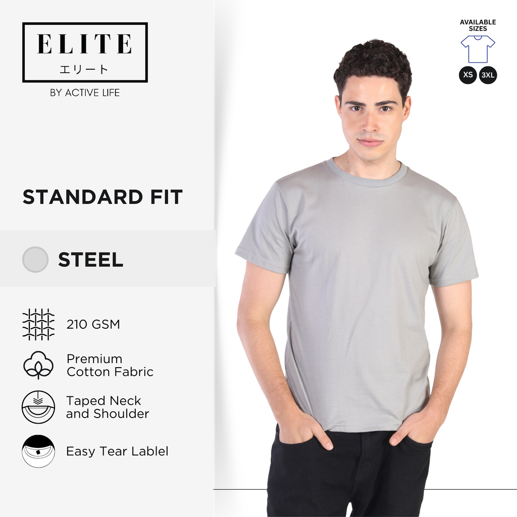 Elite Premium Quality Cotton Round Neck Shirt - (White, Steel, Charcoal, Black, Lt. Pink, Red, Royal, Navy) Comfortable Minimalist Plain Shirt OOTD Top for Men, Women and Plus Size