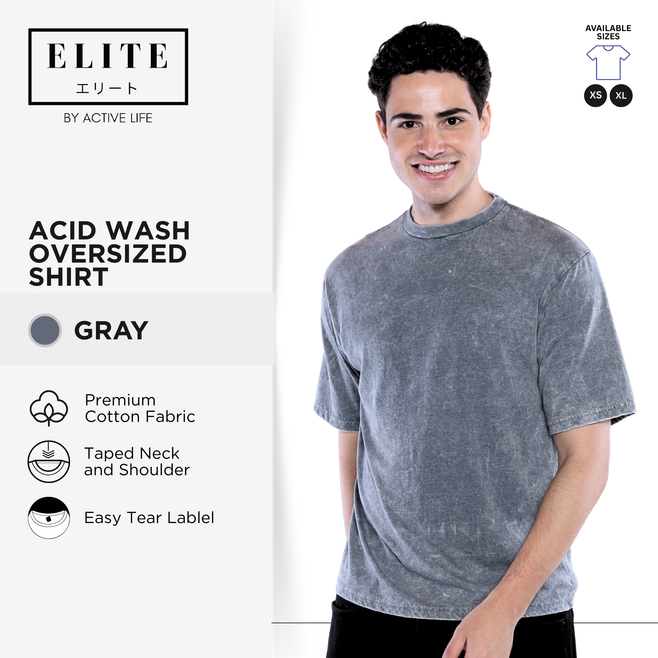 Elite Acid Wash Oversized Shirt Unisex Vintage Streetwear Tee for Men & Women